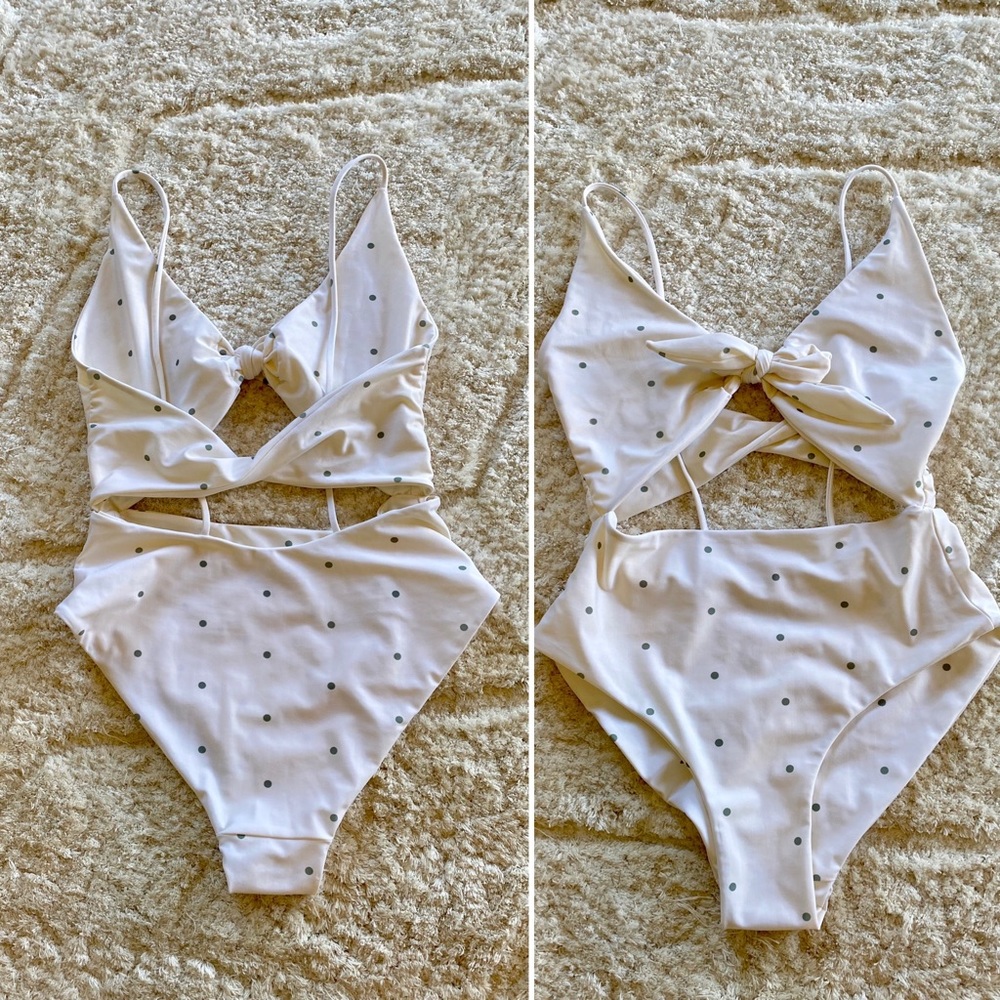 Free People NWOT  Cream Polk dot 👙